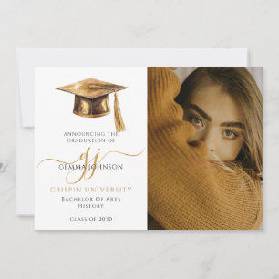 Modern Photo Graduation Announcement Gold Script
