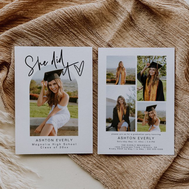 Modern Photo Graduation Announcement Party Invite (Creator Uploaded)