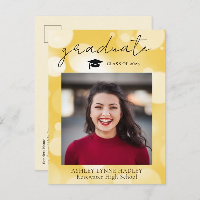 Modern Photo Graduation Announcement Postcard (Front/Back)