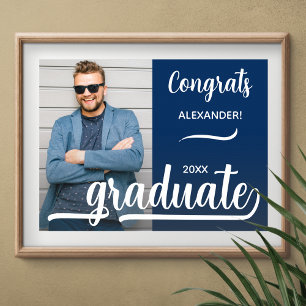 Modern Photo Graduation Blue Poster