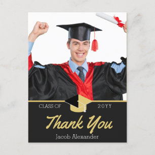 Modern Photo graduation class of 2022 Thank You Postcard