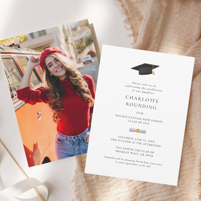 Modern Photo Graduation Class of 2025 Party Invitation (Graduation 2025 Party Invitation Photo Card)