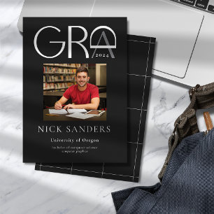 Modern Photo Graduation College Black Announcement