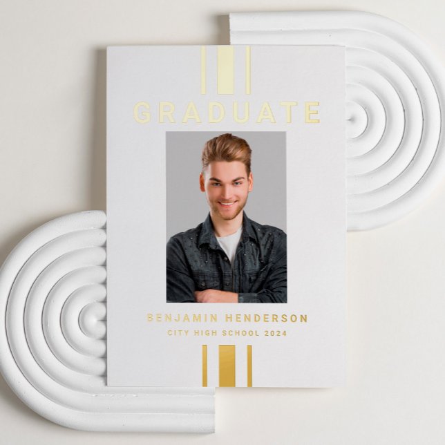 Modern Photo Graduation Gold Foil Announcement  (Modern Photo Graduation Gold Foil Announcement Card)