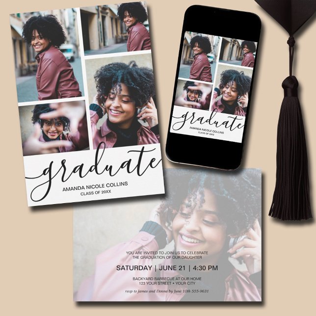 Modern Photo Graduation Invitation (Modern Photo Graduation Invitations - PRINTED and/or INSTANT DOWNLOAD)