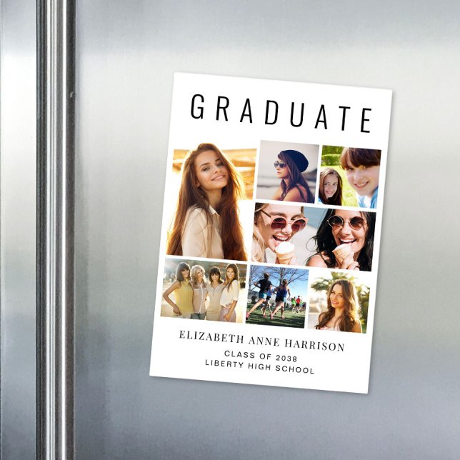 Modern Photo Graduation Magnetic Announcement (Our user-friendly template makes it a breeze to upload your photos and personalize your magnet)