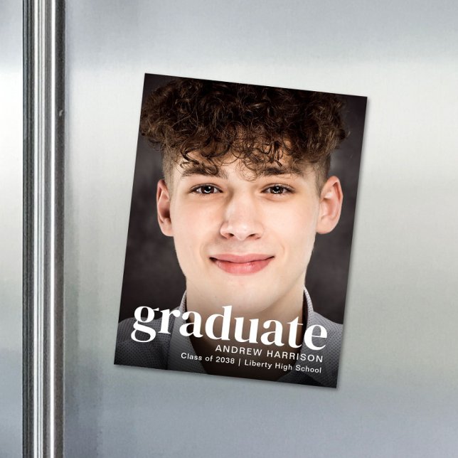 Modern Photo Graduation Magnetic Announcement (Creator Uploaded)