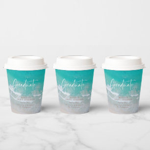 Modern photo graduation ocean beach script modern paper cups