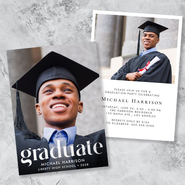 Modern Photo Graduation Party (Modern Photo Graduation Party Foil Invitation)