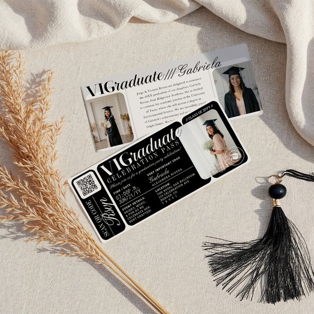 Modern Photo Graduation Party Event Ticket QR Code Invitation (Modern Photo Graduation Party Event Ticket QR Code Invitation)