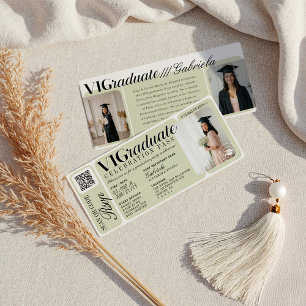 Modern Photo Graduation Party Event Ticket QR Code Invitation