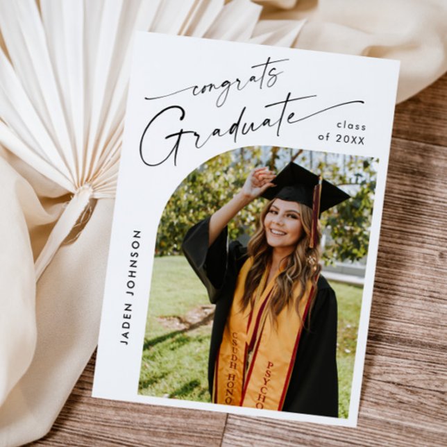 Modern PHOTO Graduation Party Invitation Postcard (Creator Uploaded)