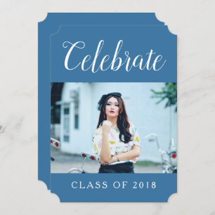 Modern Photo Graduation Party Invite   Blue