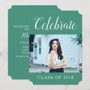 Modern Photo Graduation Party Invite Green