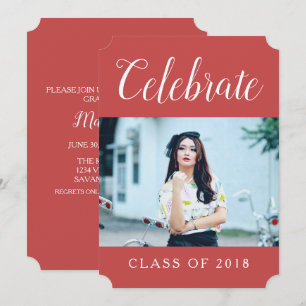Modern Photo Graduation Party Invite   Red