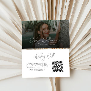 Modern  Photo Graduation QR Code Wishing Well Enclosure Card