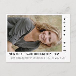Modern Photo  Graduation Thank You Postcard