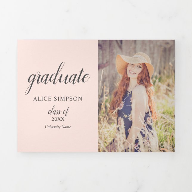 Modern Photo Graduation Tri-Fold Announcement (Cover)