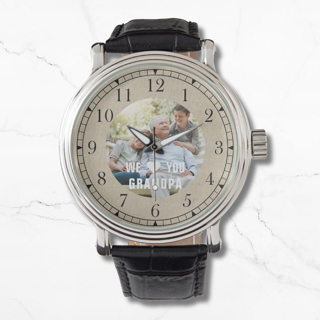 Modern Photo Grandpa Script Heart Watch (Creator Uploaded)