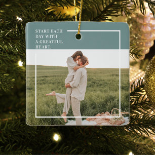 Modern Photo Green Family Lovely Gift Ceramic Ornament
