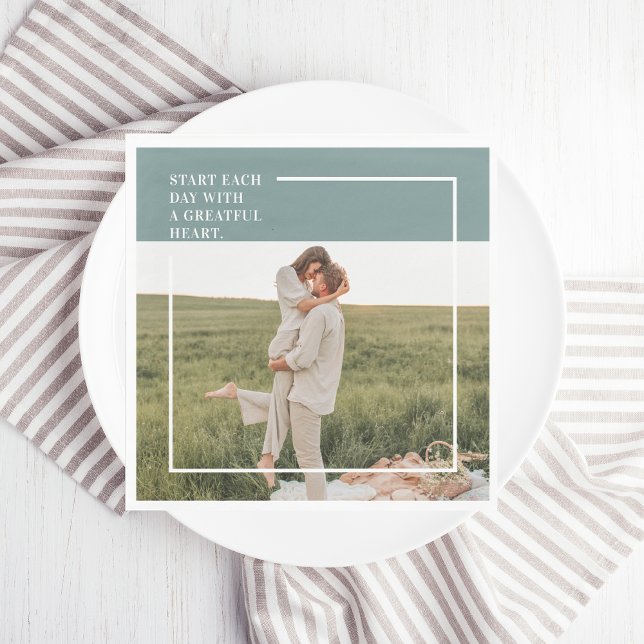 Modern Photo Green Family Lovely Gift Napkin (Creator Uploaded)