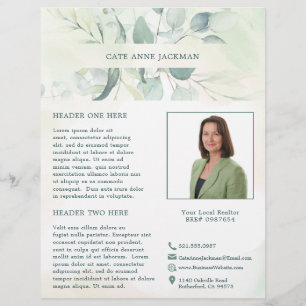 Modern Photo Greenery Eucalyptus Elegant Rustic Flyer