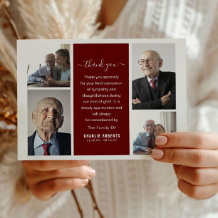 Modern Photo Grid Memorial   Funeral Thank You Card