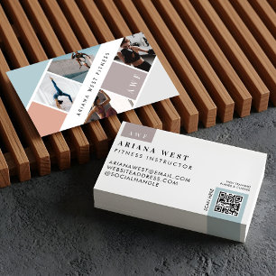Modern Photo Grid Personal Trainer Fitness Coach Business Card
