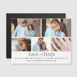 Modern Photo Grid Wedding Save the Date magnetic Invitation