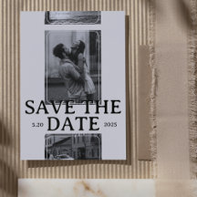 Modern Photo Grid with Bold Serif Save the Date