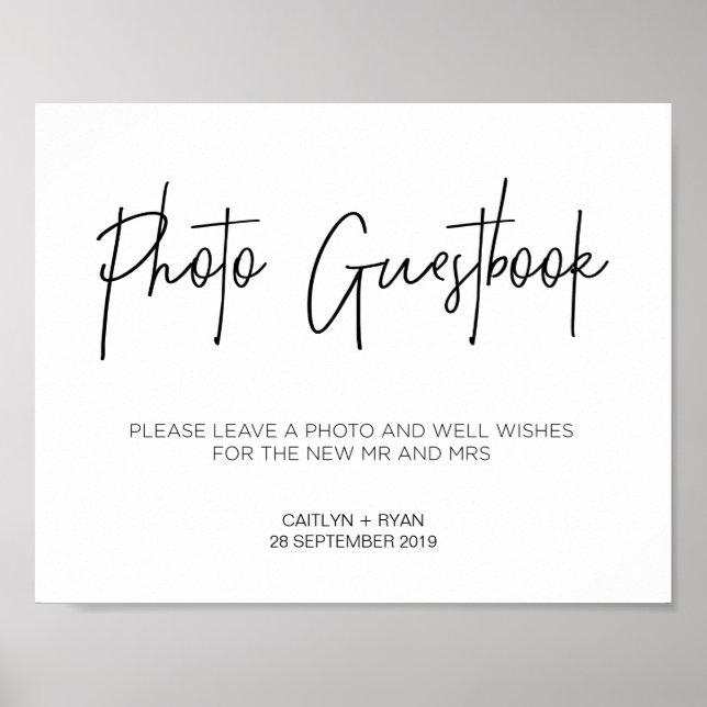 Modern Photo Guestbook Wedding Sign (Front)