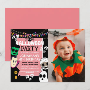Modern Photo Halloween Cute Ghouls Birthday Party Invitation