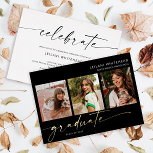 Modern Photo Hand Lettered Graduate Black