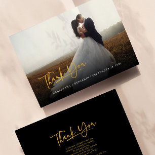 Modern Photo Hand-Lettered Script Wedding Thank You Card