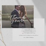 Modern Photo Hand-Lettered Wedding Day Thank You Card<br><div class="desc">A great and thoughtful way to thank your friends,  family,  and coworkers who graced you their presence on your your wedding day with this modern photo thank you cards with script hand lettered "thank you" and a love heart.</div>