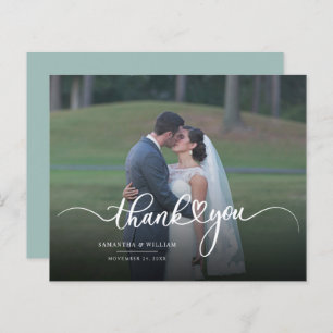 Modern Photo Hand Lettered Wedding Thank You Card