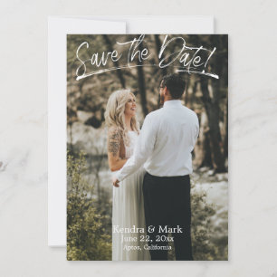 Modern Photo Handwritten Save the Date Invitation
