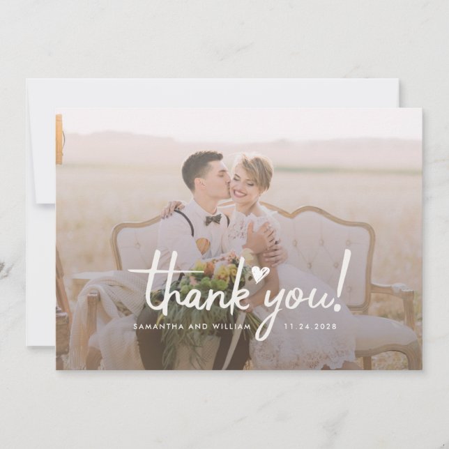 Modern Photo Handwritten Wedding Thank You (Front)