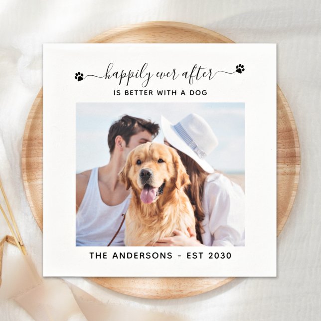 Modern Photo Happily Ever After Wedding Napkin (Creator Uploaded)
