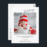 Modern Photo Happy Holidays Christmas Postcard<br><div class="desc">Modern Photo Happy Holidays Christmas Postcard Modern Christmas greeting postcard featuring a modern calligraphy heading happy holidays, single photo and black text. The longer Christmas greeting appears on the back. This modern photo Christmas greeting postcard is an ideal way to send your Christmas message to loved ones and friends at...</div>