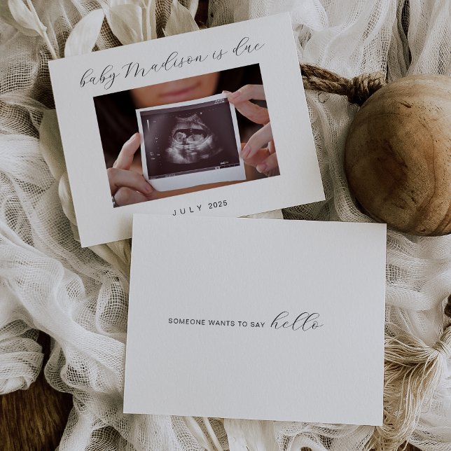 Modern Photo Hello Baby Announcement Card (Creator Uploaded)