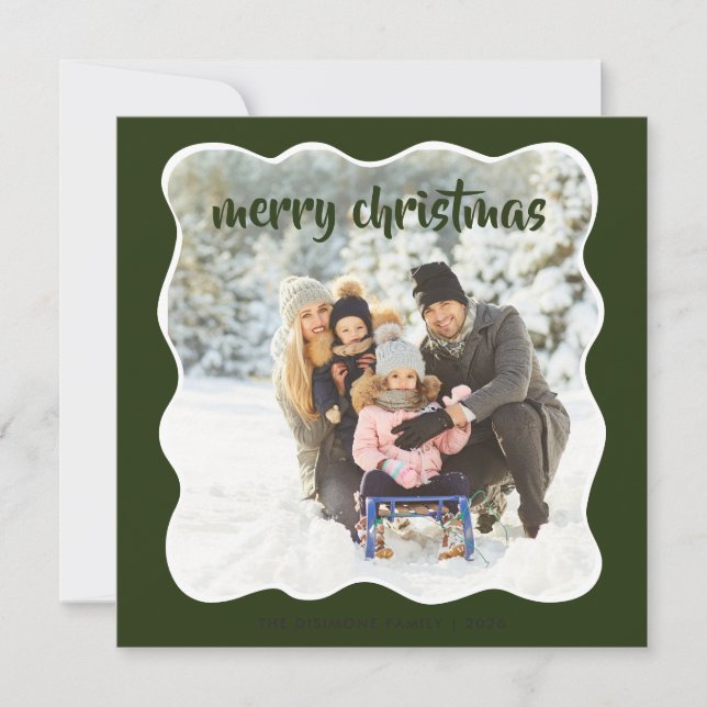 Modern Photo Holiday Green Card (Front)