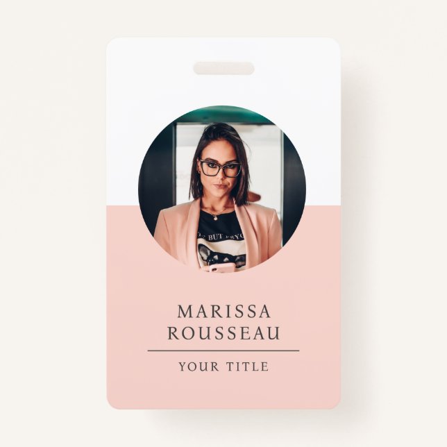 Modern Photo ID Badge Minimalist Business QR (Front)