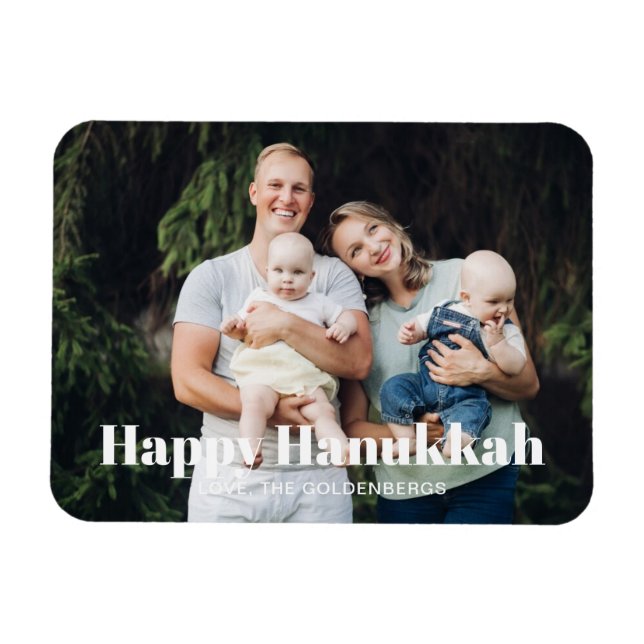 Modern photo image picture custom text Hanukkah Magnet (Horizontal)