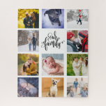 Modern Photo Instagram Collage Our Family Jigsaw Puzzle<br><div class="desc">This modern blanket features 11 square photos and hand-lettered "Our Family".</div>