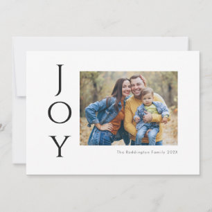 Modern Photo Joy Black & White Holiday Card