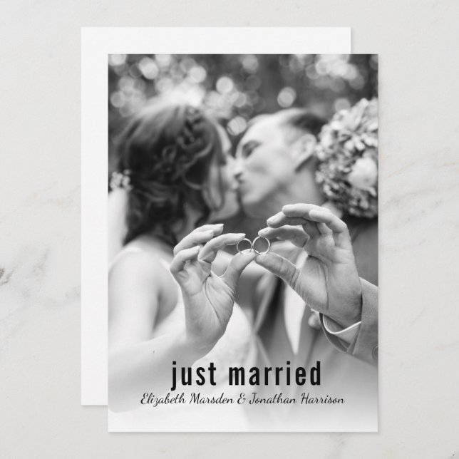 Modern Photo Just Married Announcement Reception (Front/Back)