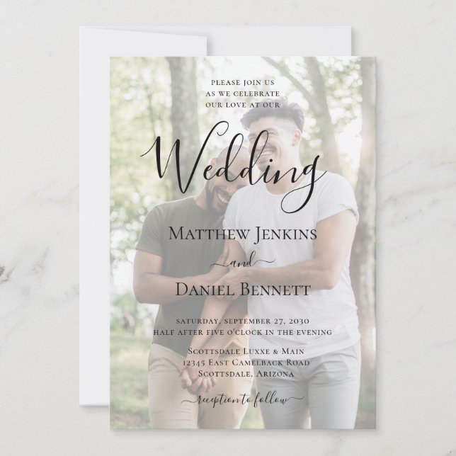 Modern Photo LGBTQ Wedding Invitation (Front)