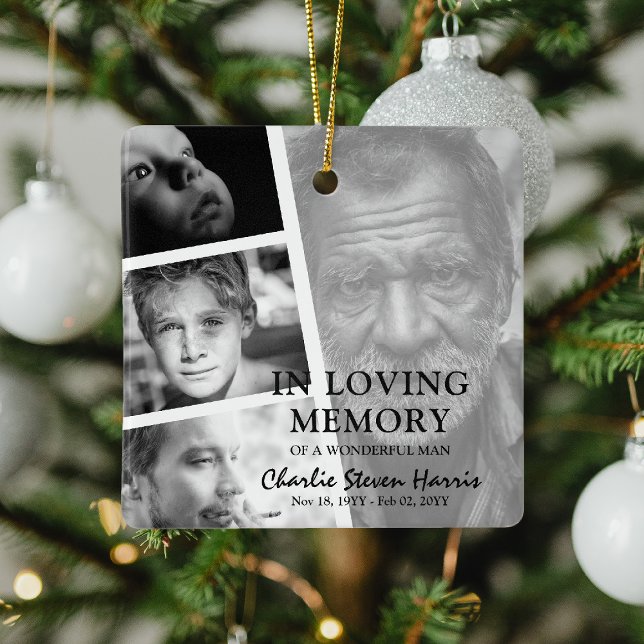 Modern Photo Life Story Collage Memorial Ceramic Ornament (Creator Uploaded)