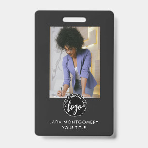 Modern Photo Logo Black ID Badge